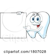 Cartoon Tooth Mascot With A Sign by Hit Toon