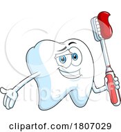 Cartoon Tooth Mascot Holding A Brush