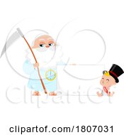 Poster, Art Print Of Cartoon New Year Baby And Father Time With A Sign