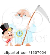Poster, Art Print Of Cartoon New Year Baby And Father Time