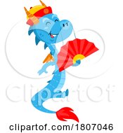 Cartoon Chinese Dragon With A Fan