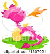 Poster, Art Print Of Cartoon Chinese Dragon With An Egg