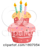 Poster, Art Print Of Cartoon Third Birthday Cake With Candles