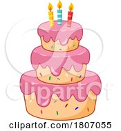 Poster, Art Print Of Cartoon Third Birthday Cake With Candles
