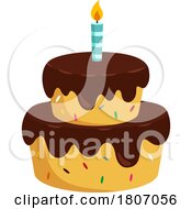Poster, Art Print Of Cartoon First Birthday Cake With A Candle