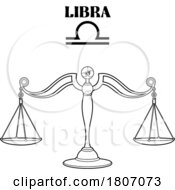 Poster, Art Print Of Cartoon Black And White Libra Scales