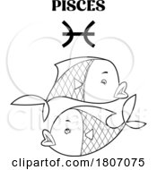 Poster, Art Print Of Cartoon Black And White Pisces Fish