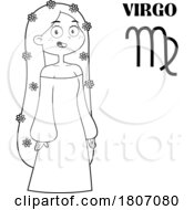 Cartoon Black And White Virgo Woman