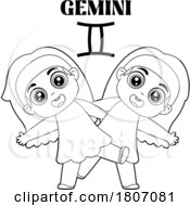 Cartoon Black And White Gemini Twins