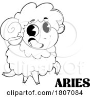 Cartoon Black And White Aries Ram