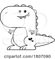 Poster, Art Print Of Black And White Cute Dino With Hearts