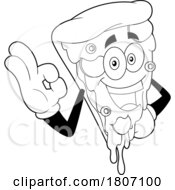 Cartoon Black And White Pizza Slice Mascot Gesturing Perfect