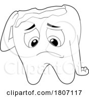 Poster, Art Print Of Cartoon Black And White Crying Tooth Mascot