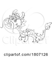 Poster, Art Print Of Cartoon Black And White Chinese Dragon