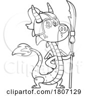 Poster, Art Print Of Cartoon Black And White Chinese Dragon Guard