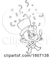Poster, Art Print Of Cartoon Black And White New Year Baby Partying