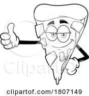 Poster, Art Print Of Cartoon Black And White Pizza Slice Mascot Giving A Thumb Up