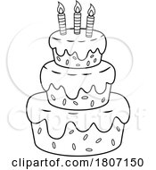 Cartoon Black And White Third Birthday Cake WIth Candles