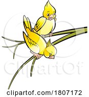 Poster, Art Print Of Yellow Birds On A Branch