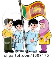 Poster, Art Print Of Children With A Sri Lankan Flag