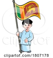Poster, Art Print Of Boy With A Sri Lankan Flag