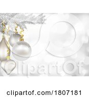 Poster, Art Print Of White And Silver Christmas Bauble Background