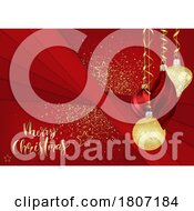 Poster, Art Print Of Red And Gold Merry Christmas Greeting Background