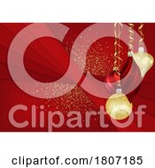 Poster, Art Print Of Red And Gold Christmas Bauble Background