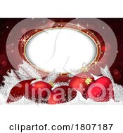 Poster, Art Print Of Red Christmas Background With Branches And Copyspace