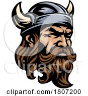 Viking Warrior Head In Helmet Mascot Face Man