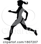 Poster, Art Print Of Silhouette Runner Woman Sprinter Or Jogger Person