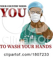 Poster, Art Print Of Doctor Nurse Needs You Wash Hands Pointing Poster