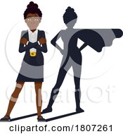 Poster, Art Print Of Black Hero Woman With Superhero Shadow Concept
