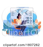 Poster, Art Print Of Woman Student Research Laptop Data Illustration