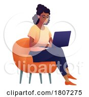 Poster, Art Print Of Woman Using Laptop Computer Cartoon Illustration
