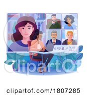Poster, Art Print Of Woman Video Conference Call Online Meeting Cartoon