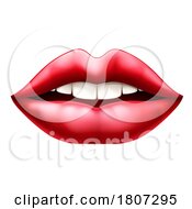 Poster, Art Print Of Womans Lips Mouth Cartoon Illustration