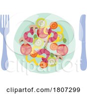 Poster, Art Print Of Chinese Food Or Curry Plate Knife And Fork Meal