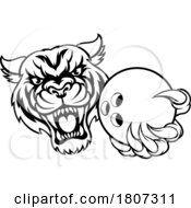 Poster, Art Print Of Tiger Cat Animal Sports Bowling Ball Mascot