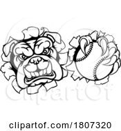 Poster, Art Print Of Bulldog Dog Softball Baseball Ball Sports Mascot