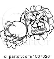 Poster, Art Print Of Bulldog Dog Animal Cricket Ball Sports Mascot