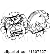 Poster, Art Print Of Bulldog Dog American Football Ball Sports Mascot