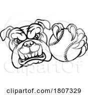 Poster, Art Print Of Bulldog Dog Softball Baseball Ball Sports Mascot