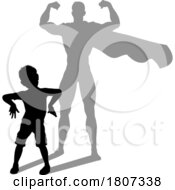 Poster, Art Print Of Superhero Child Kid With Super Hero Shadow