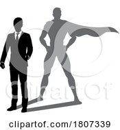 Superhero Business Man With Super Hero Shadow by AtStockIllustration