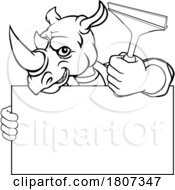 Poster, Art Print Of Window Cleaner Rhino Car Wash Cleaning Mascot