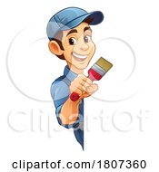 Painter Decorator Paint Brush Cartoon Handy Man by AtStockIllustration
