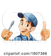 Electrician Handyman Screwdriver Cartoon Mascot by AtStockIllustration