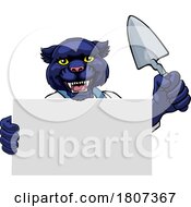 Poster, Art Print Of Bricklayer Panther Trowel Tool Handyman Mascot