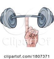 Poster, Art Print Of Weightlifting Hand Finger Holding Barbell Concept